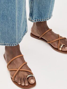 Emme Parsons Laurie Gold-tone and Leather Sandals 40